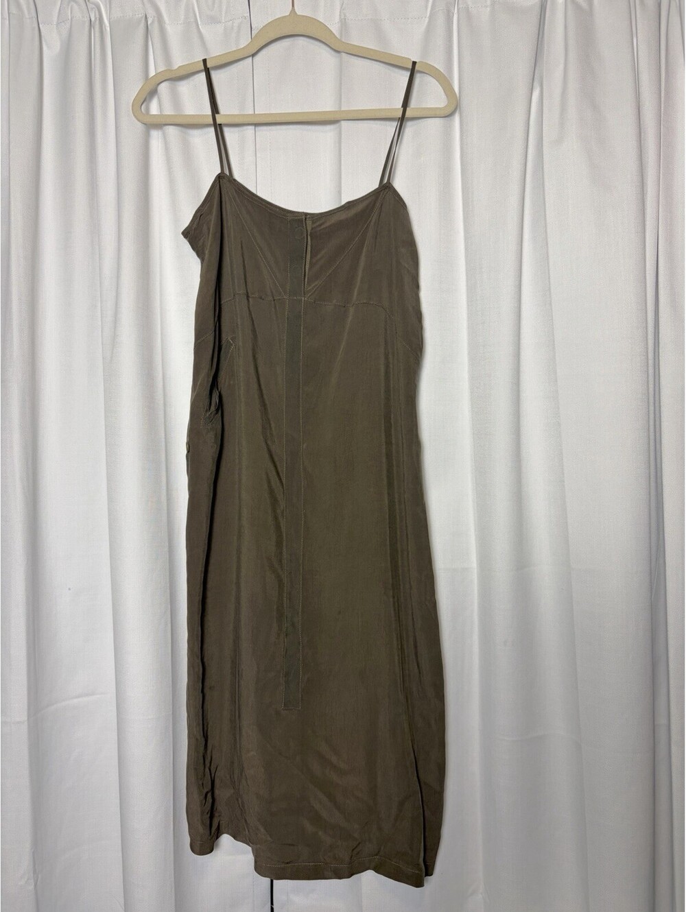 Humanoid Olive Green Brown Button Down Slip Dress W/Belt. Size Small. $398